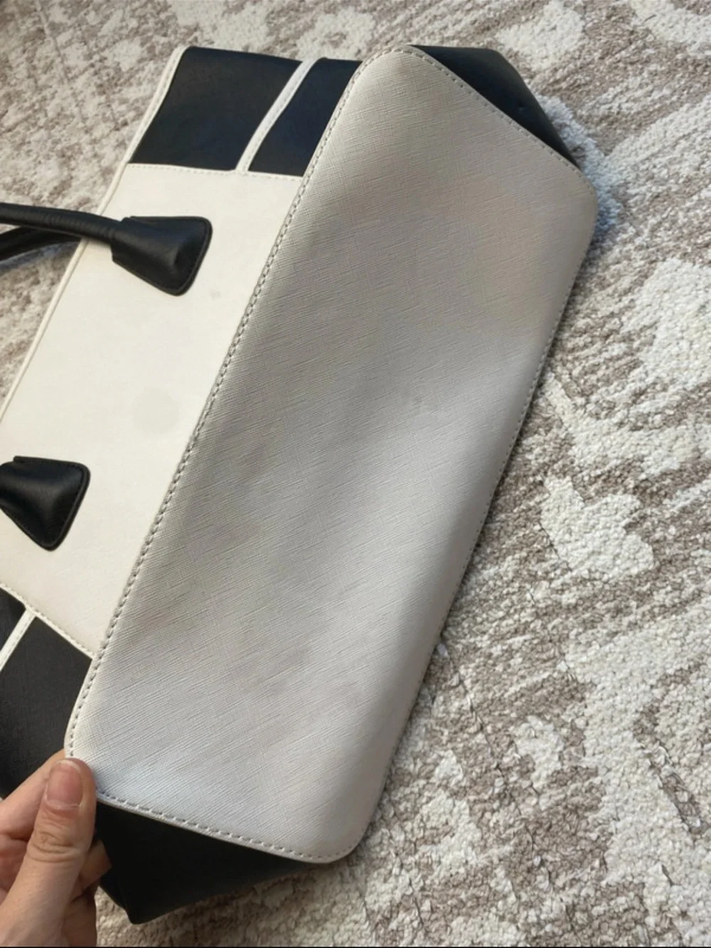 bebe Two-Tone Black and White Structured Tote